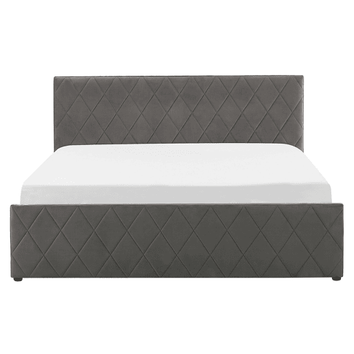 Cama baú Veludo ROCHEFORT 160 x 200 cm Cinzento
