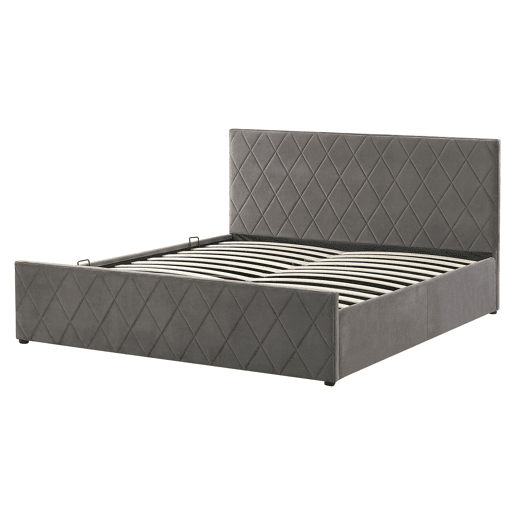 Cama baú Veludo ROCHEFORT 160 x 200 cm Cinzento