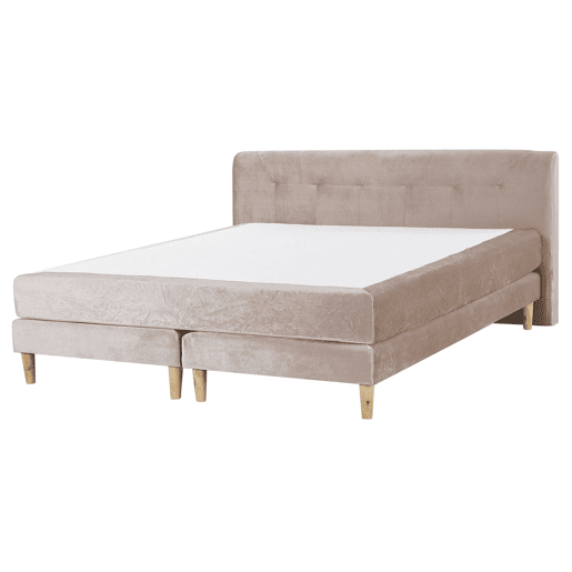 Cama continental Veludo MARQUISE 160 x 200 cm Creme