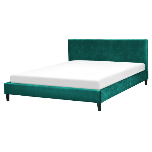 Cama Veludo FITOU 160 x 200 cm Verde escuro