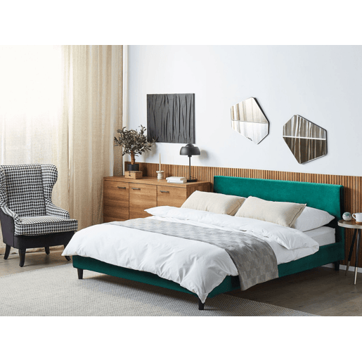 Cama Veludo FITOU 160 x 200 cm Verde escuro