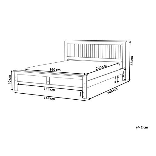 Cama Pinho MAYENNE 140 x 200 cm Branco Cama Pinho MAYENNE 140 x 200 cm Branco