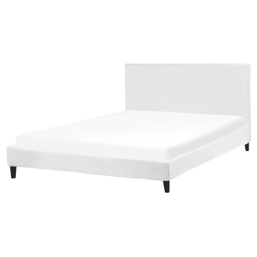 Cama Veludo FITOU 160 x 200 cm Branco