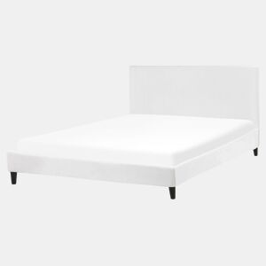 Cama Veludo FITOU 160 x 200 cm Branco