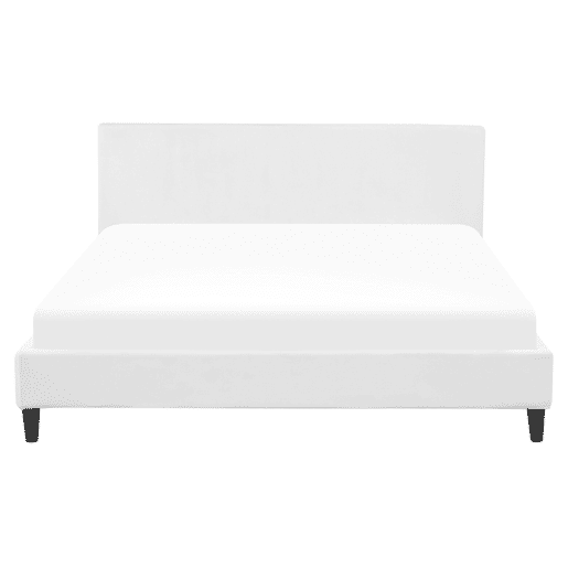 Cama Veludo FITOU 160 x 200 cm Branco