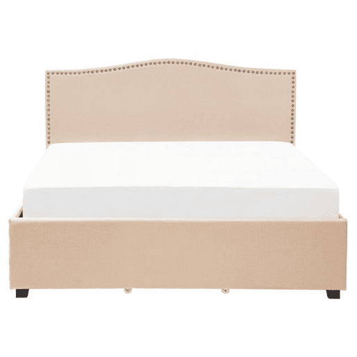 Cama com gavetas de arrumação Tecido MONTPELLIER 160 x 200 cm Creme