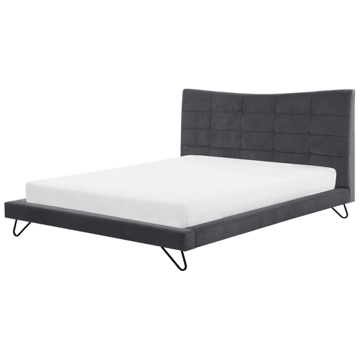 Cama Veludo LANNION 180 x 200 cm Cinzento escuro