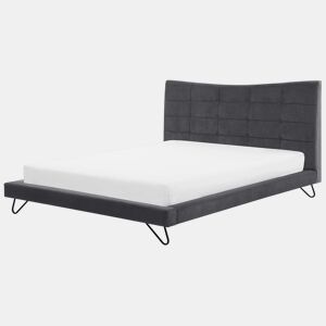Cama Veludo LANNION 180 x 200 cm Cinzento escuro