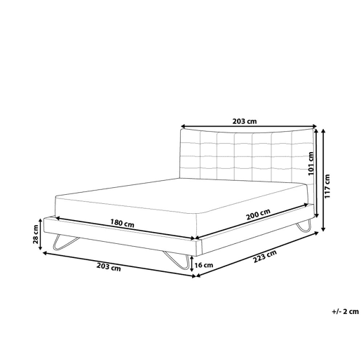 Cama Veludo LANNION 180 x 200 cm Cinzento escuro