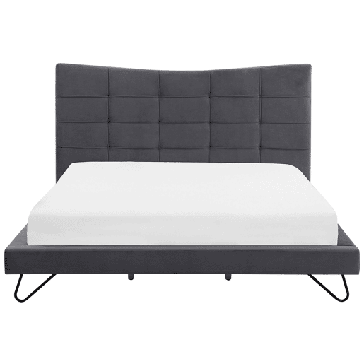 Cama Veludo LANNION 180 x 200 cm Cinzento escuro