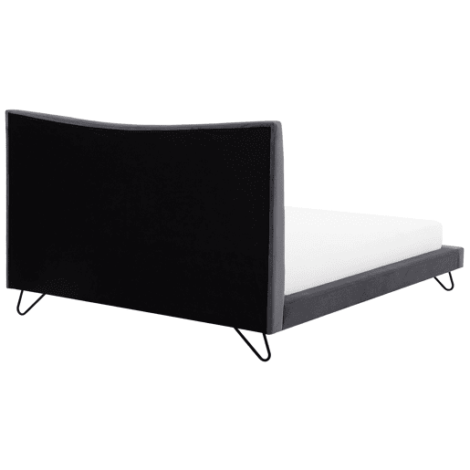 Cama Veludo LANNION 180 x 200 cm Cinzento escuro