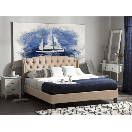 Cama Tecido BORDEAUX 160 x 200 cm Creme Cama Tecido BORDEAUX 160 x 200 cm Creme