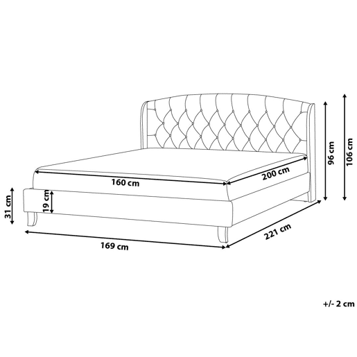 Cama Tecido BORDEAUX 160 x 200 cm Creme Cama Tecido BORDEAUX 160 x 200 cm Creme