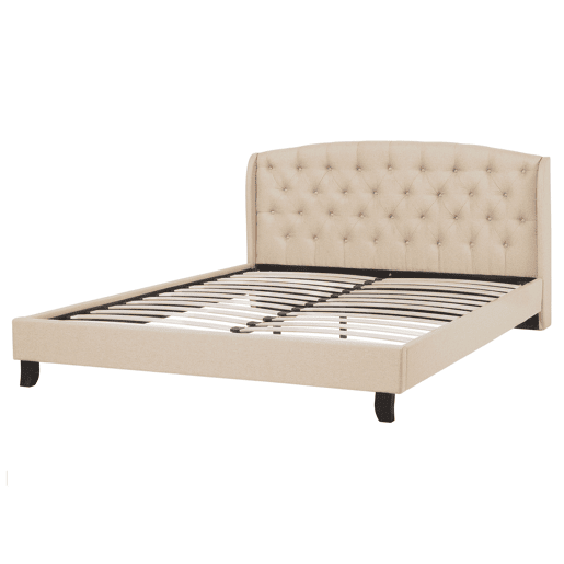 Cama Tecido BORDEAUX 160 x 200 cm Creme Cama Tecido BORDEAUX 160 x 200 cm Creme