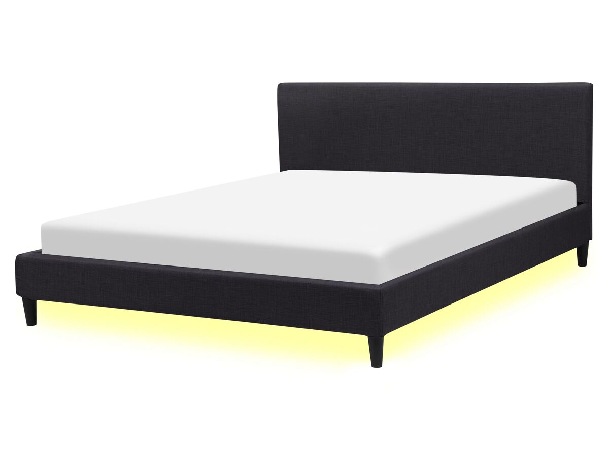 Beliani Cama LED Poliéster FITOU 170x214 Negro