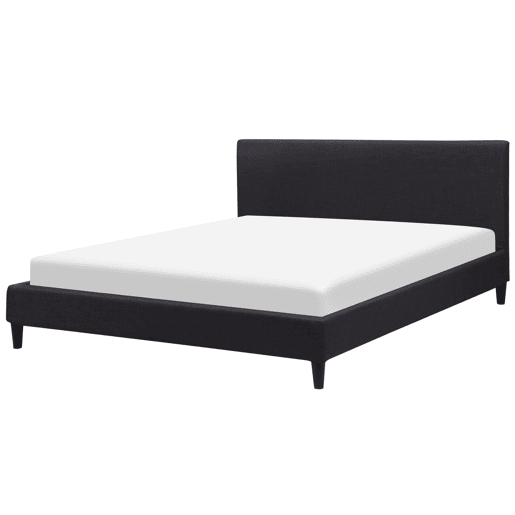 Cama com LED Tecido FITOU 160 x 200 cm Preto