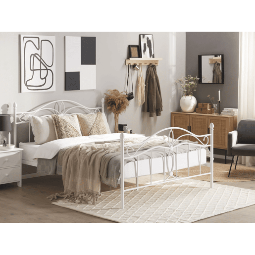 Cama Metal ANTLIA 160 x 200 cm Branco