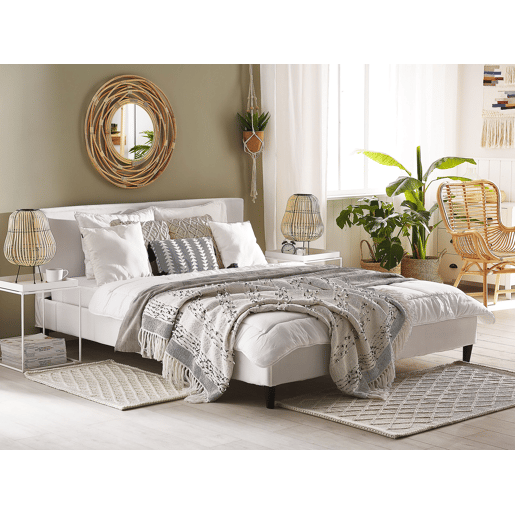 Cama Veludo FITOU 180 x 200 cm Branco