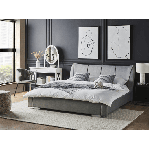 Cama de água Tecido NANTES 160 x 200 cm Cinzento claro