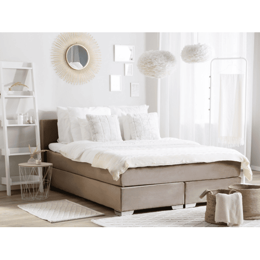 Cama continental Veludo CONSUL 160 x 200 cm Creme claro