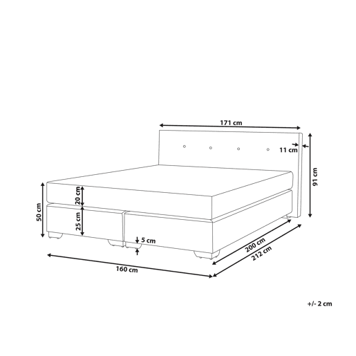 Cama continental Veludo CONSUL 160 x 200 cm Creme claro