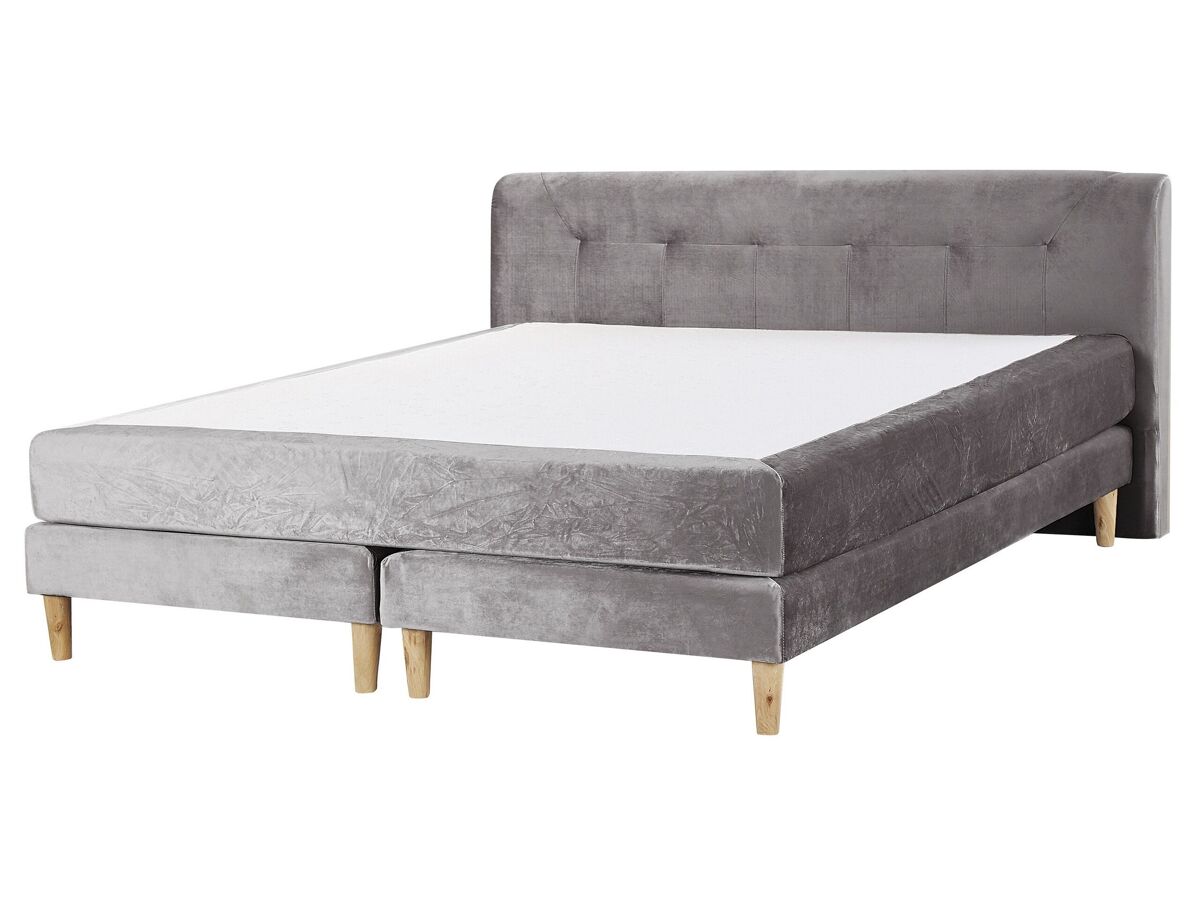 Beliani Cama continental Terciopelo MARQUISE 171x213 Gris