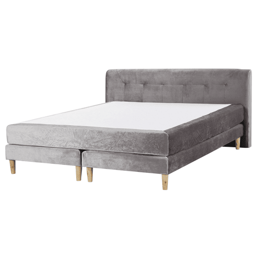 Cama continental Veludo MARQUISE 160 x 200 cm Cinzento
