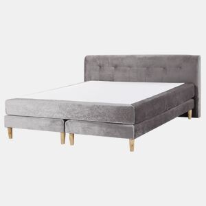Cama continental Veludo MARQUISE 160 x 200 cm Cinzento