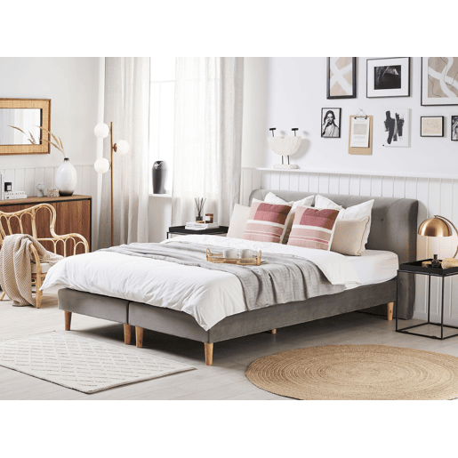 Cama continental Veludo MARQUISE 160 x 200 cm Cinzento