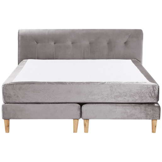 Cama continental Veludo MARQUISE 160 x 200 cm Cinzento
