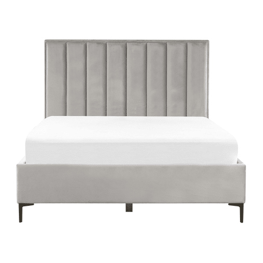 Cama baú Veludo SEZANNE 160 x 200 cm Cinzento claro