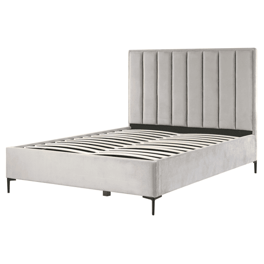 Cama baú Veludo SEZANNE 160 x 200 cm Cinzento claro