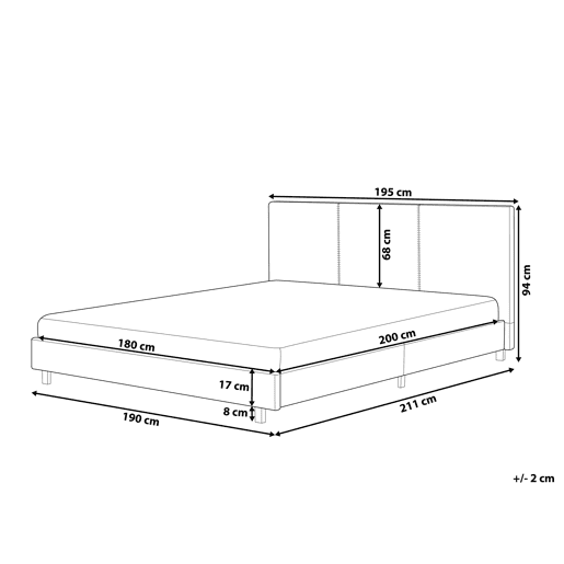 Cama Tecido ALBI 180 x 200 cm Cinzento