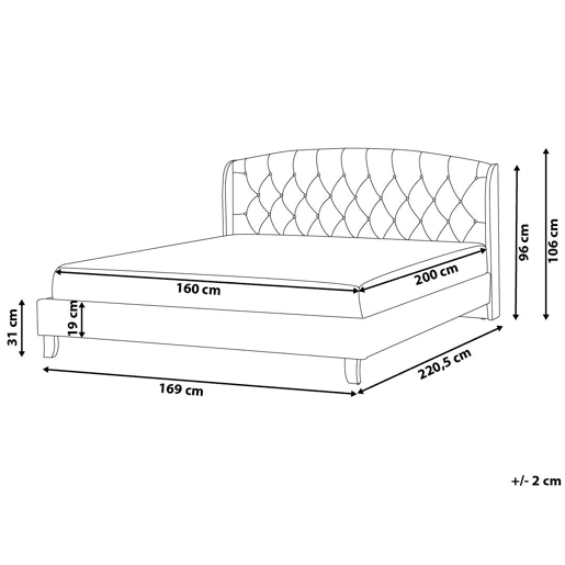 Cama Tecido BORDEAUX 160 x 200 cm Cinzento claro
