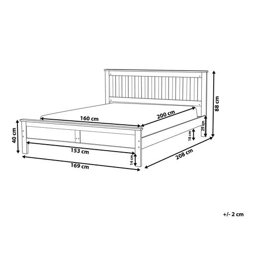 Cama Pinho MAYENNE 160 x 200 cm Branco