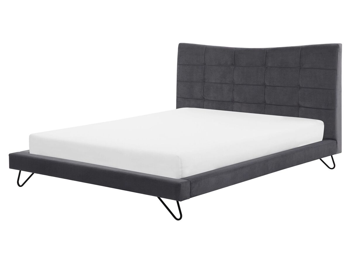 Beliani Cama Poliéster LANNION 183x223 Gris Oscuro