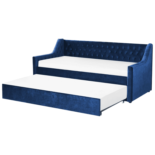 Cama gavetão Veludo MONTARGIS 90 x 200 cm Azul marinho