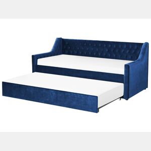 Cama gavetão Veludo MONTARGIS 90 x 200 cm Azul marinho