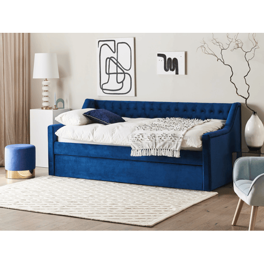 Cama gavetão Veludo MONTARGIS 90 x 200 cm Azul marinho