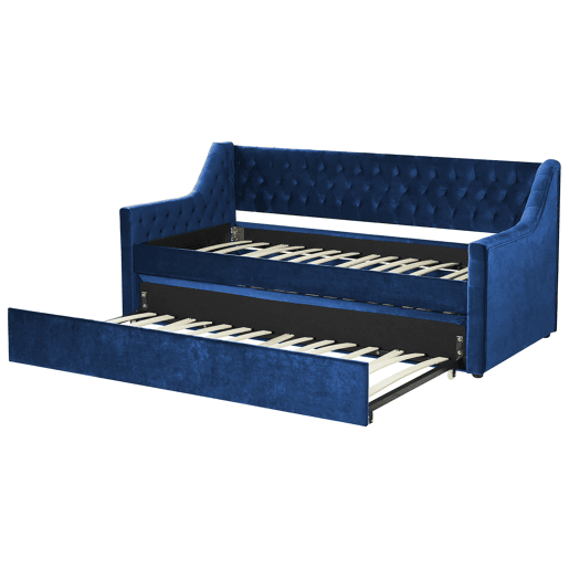 Cama gavetão Veludo MONTARGIS 90 x 200 cm Azul marinho