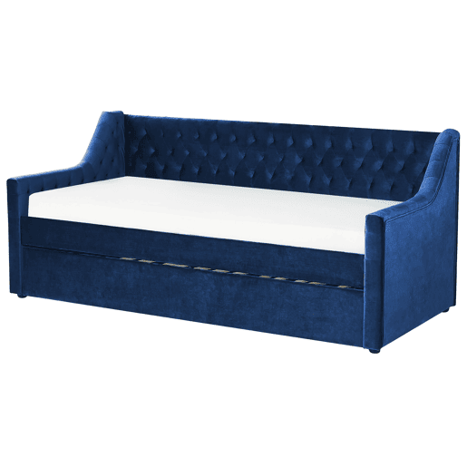 Cama gavetão Veludo MONTARGIS 90 x 200 cm Azul marinho