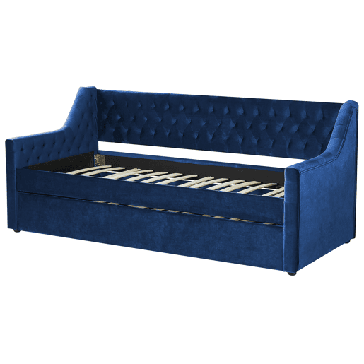 Cama gavetão Veludo MONTARGIS 90 x 200 cm Azul marinho