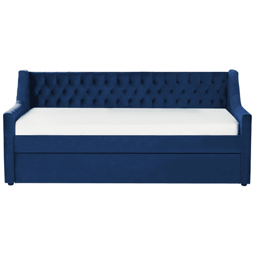 Cama gavetão Veludo MONTARGIS 90 x 200 cm Azul marinho