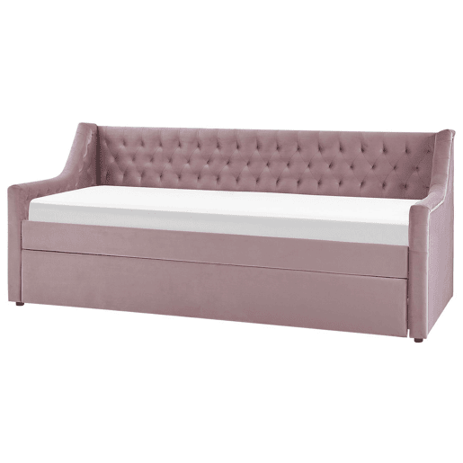 Cama gavetão Veludo MONTARGIS 90 x 200 cm Rosa