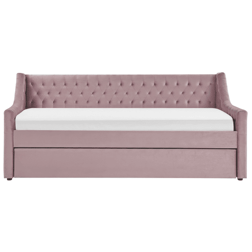 Cama gavetão Veludo MONTARGIS 90 x 200 cm Rosa