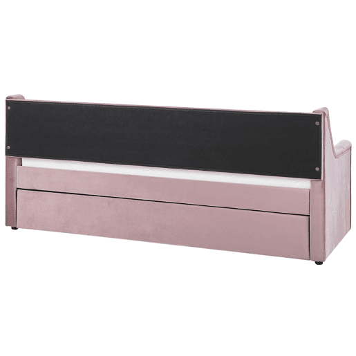 Cama gavetão Veludo MONTARGIS 90 x 200 cm Rosa