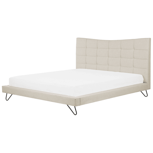 Cama Tecido LANNION 180 x 200 cm Creme claro