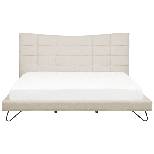 Cama Tecido LANNION 180 x 200 cm Creme claro