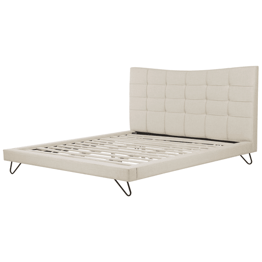 Cama Tecido LANNION 180 x 200 cm Creme claro