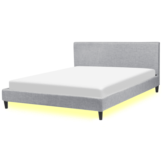 Cama com LED Tecido FITOU 180 x 200 cm Cinzento claro